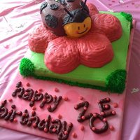 My Goddaughter's First Birthday Cake Made to resemble "Ladybug, Oh So Sweet" Theme... Chocolate cake, covered with all buttercream, ladybug baked in Pyrex bowl, head...