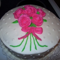 Wilton 1 Final Cake Chocolate cake with BC. Need to work on my colors, very neon. LOL