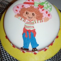 Strawberry Shortcake Piping gel transfer then fillied with colored buttercream with piping gel added for easy flow.