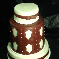 Burgundy White Cake sample wedding cake...