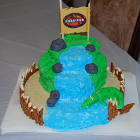 Survivor Birthday I made this cake for my sons "survivor" themed birthday. The sand is colored granulated sugar, the alligator is fondant (my first...