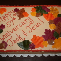 Autumn 57Th Anniversary Cake This cake is covered in BC with fondant accents