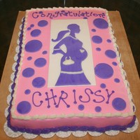 Pregnant Silhouette Polka Dot Cake This is a half white, half chocolate cake I did for a friend's baby shower covered in BC with fondant accents.