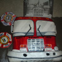 Fireman's Birthday Fondant covered with gumpaste accents; handpainted.