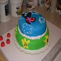 Butterfly Cake Cake made for daughter's first birthday...first time torting and filling a cake, stacking a cake, and using fondant.