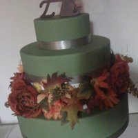 Fall Flowers Cake 2 tier white wedding cake with flower tier.. great for fall! www.sugarnspicepatisserie.com