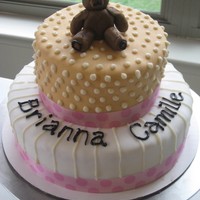 Teddy Bear Baby Shower Cake Natural colors teddy bear baby shower cake. Teddy bear is made of chocolate fondant.www.sugarnspicepatisserie.com