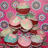 Cupcakes Here are some red velvet cupcakes my friend and i made one day. The background is a vera bradley folder in the "cupcakes pink"...