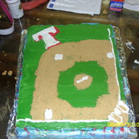 Texas Ranger's Baseball Cake a cake i made for my son's end of the year baseball party.
