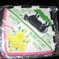 Cow Cake For Brother And Flowers For Mother I had a friend who wanted one cake for her mother and brothers birthdays. Her mom loves butterflies and her brother raises angus cattle, so...