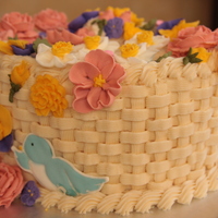 Wilton Class Course 2 Cake After doing the basket weave technique I think I will name this cake the carpal tunnel cake... It looks really cool once it's all done...
