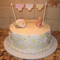 Baby Shower Cake Gumpaste decorations on buttercream- for a baby shower