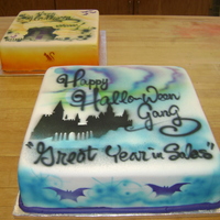 Airbrushed Halloween Fondant Square Castle In this Uber airbrush design,I just trying to do a different color combination and a nice castle design...it was much harder then i...