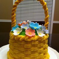 Spring Birthday Cake Chocolate cake with vanilla buttercream icing; gum paste flowers and basket handle. Thanks for looking!