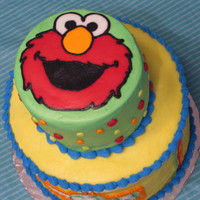 My Sons First Birthday Cake All butter cream . Top is 6 inch bottom is 10 inch. FBCT. Thank you to all who made Elmo cakes! You inspired me!