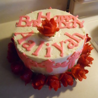 A.b's 7Th Bday All the birthday girl wanted was pink and strawberry roses. Finally got to play with my cricut cake, and it was a lot simpler than I...