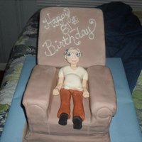 Recliner Cake For my Grandfather's 81st b-day. Had to make this one on vacation and the rain and humidity caused me some major issues! Chocolate...