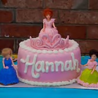 Hannah's 5Th Yellow layers with vanilla buttercream and strawberry fondant.