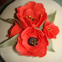 Wilton Fondant And Gumpaste Class Final Cake Learned the fantasy flowers and ribbon border.