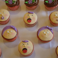 Baby Faces My version of the baby face cupcakes along with some monogram cupcakes. Strawberry cake with chocolate buttercream.