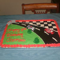 Nascar Cake Yellow Cake with all buttercream decorations
