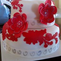 Red White Silver Anniversary Cake Any comments/suggestions are welcomed. Thanks for looking!