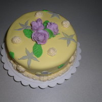 First Fondant Cake - Purple Roses Any comments/suggestions are welcomed. Thanks for looking!