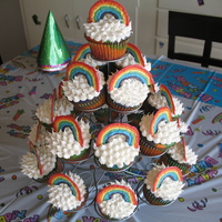 Double Rainbow Cupcakes My daughter wanted a rainbow teaparty for her 4th birthday. Easy enough. We made them together. Vanilla cupcakes colored in the colors of...