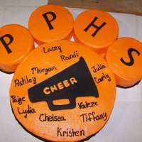 Panther Paw Frosted with buttercream, Letters and megaphone are fondant I cut with my cricut. 12"round with 4-6"rounds white cake with...