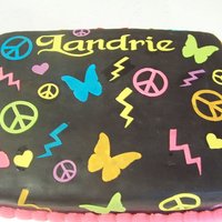 Birthday Cake First cake I ever covered comepletely in fondant!!! Used Satin ice fondant, and used my cricut for all the accents.