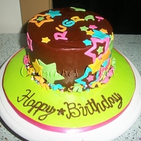 Starss yellow cake with chocolate frosting. Modeling chocolate stars and swirls. candy confetti