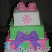 Daisy Cake This was my first attempt at a bow and shoes. This was inspired by a cake romy789 did (thanks for the shoe template). I tried to match it...