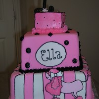 Pink Poodle Paris Pink Poodle for first birthday. Matches invitation. All fondant except smash cake on top ~ buttercream