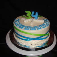34Th Wedding Anniversary This cake was made for the 34th Anniversary of a couple Got the idea for the ribbons from a fellow CC'er (Can't remember the name...