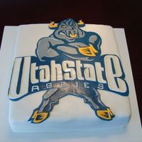 Utah State Logo cake covered in fondant