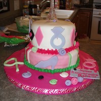 French Themed Bday Party French themed cake with Eiffel Tower cake topper. Chocolate Fudge Cake with Oreo Cookie filling covered with MMF.