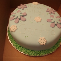 Winter Wonderland Birthday This is a french vanillia cake with strawberry filing covered with MMF.