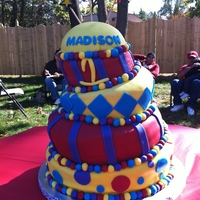 Carnival Theme Topsy Turvy Birthday Cake This cake is a topsy turvy cake, carnival theme/colorsHad fun doing this one and can't wait to do another topsy turvy...