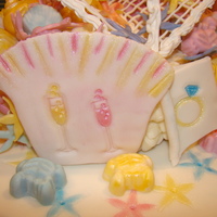 Engagement By The Sea 2 loval ayer cake, with cream cheese bc , that proved to be a little bit too thin for my basketweave, so youl'll see a lot of shells....