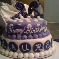 26Th Birthday Cake Bottom tier is chocolate cake and top tier is vanilla buttercake, both with vanilla buttercream and fondant, gumpaste numbers.