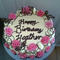 .... choc mint cake with cream decorated wth hand made roses