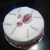 Thanksgiving Cake This is my second cake.It was a classic white cake with a choc filling. It was a little too sweet for me.