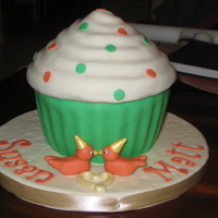 Giant Cupcake Made for a Bridal Shower to match the wedding theme. Cupcake made with the wilton Giant Cupcake pan. First time using it....I really like...