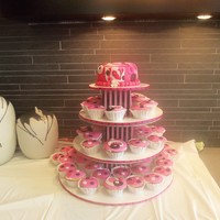 Pink And Brown Polka Dot Cupcake Tower Pink and Brown Polka Dot Cupcake Tower for a Baby Shower