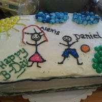 My Childrens Birthday Cake Alexis and Dan's Pineapple filled yellow cake.