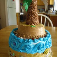 Tropical Island My daughter designed this cake for her own birthday. The tree is made out of cocoa crispies.
