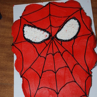 Spiderman Cupcake "cake" this is cupcakes formed with cupcakes and iced all together like a cake.