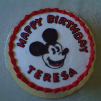 Mickey Mouse This is a vanilla cake that I made for my friend's birthday. She loooooooves Mickey Mouse and I tried my best to make her a cake with...