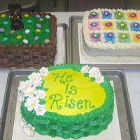 Cakes For Easter The white cake is a French Vanilla filled with Lemon and Iced in a Vanilla BC, topped with Colored Coconut and Mini Choc. Eggs ~~~ The...