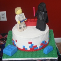 Lego Star Wars I made this cake for my nephew's 7th birthday. French vanilla cake with raspberry filling. Buttercream icing with fondant accents,...